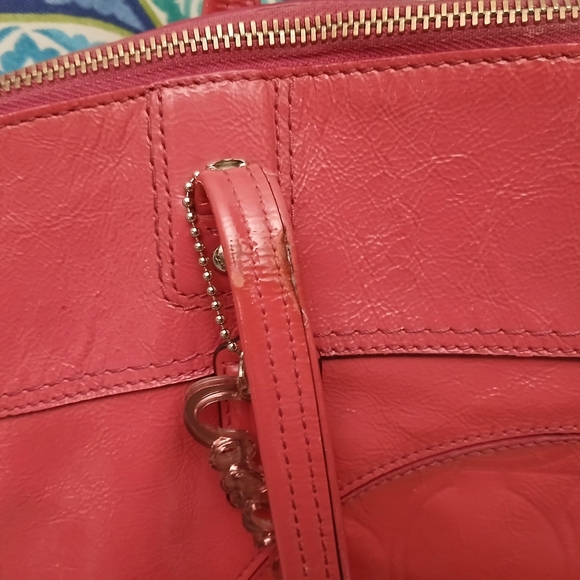 Coach Laura XL Patent Leather Tote Bag - Coral - Picture 9 of 15
